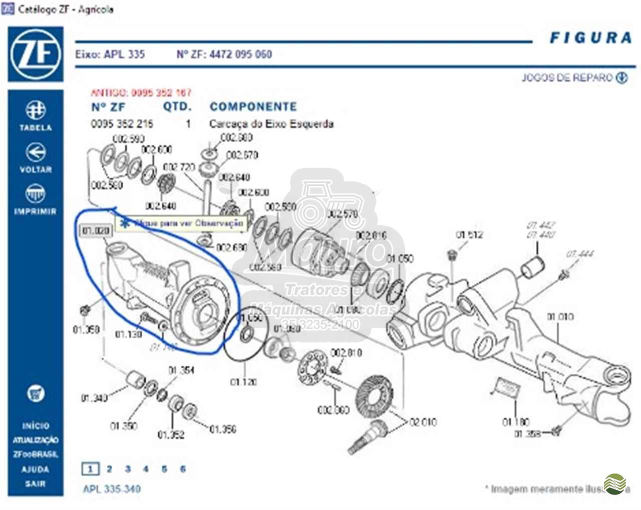 0095352215/048289 - carcaca eixo ponte esquerda tracao zf apl335