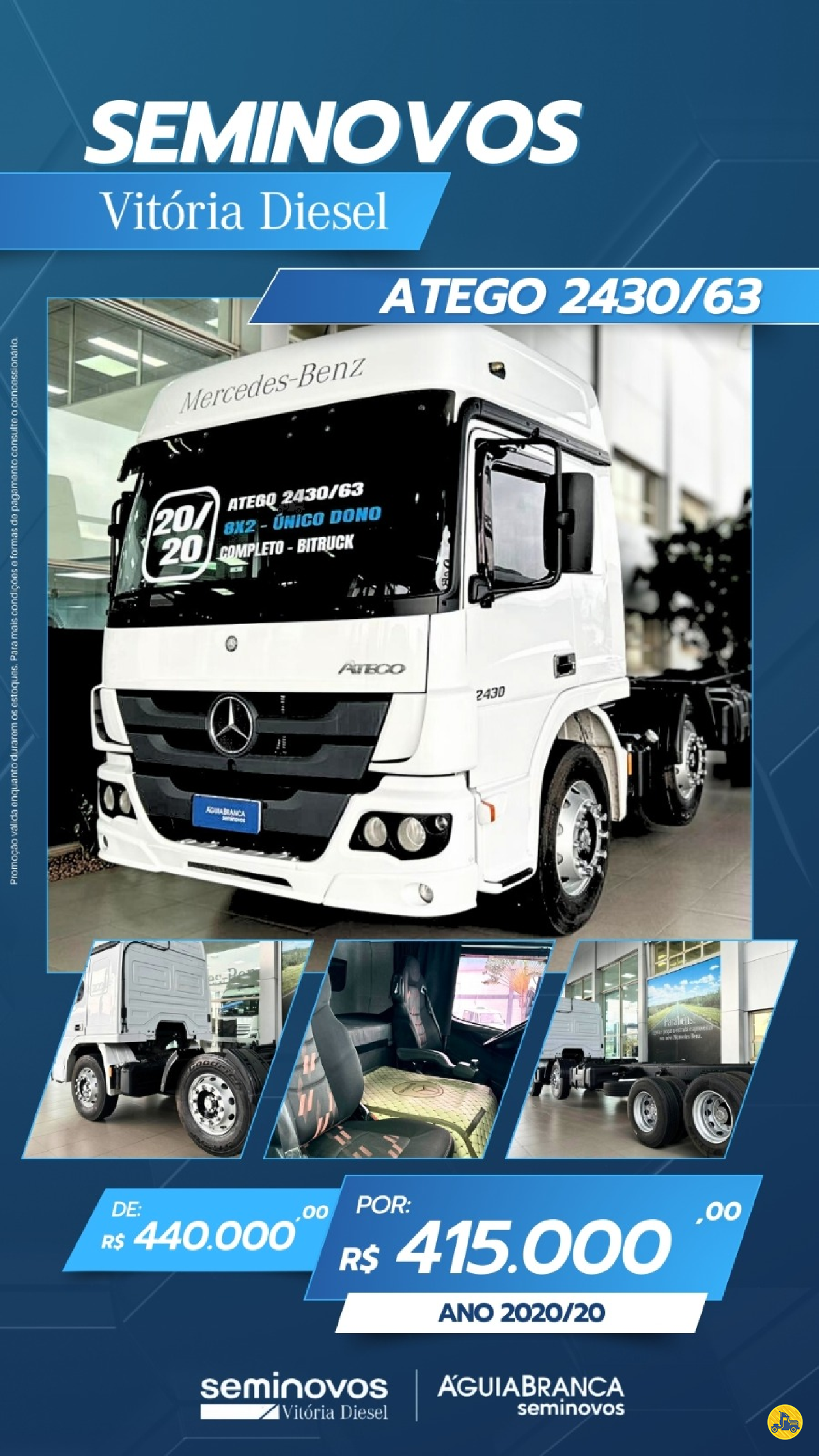 CAMINHAO MERCEDES-BENZ MB 3030 Chassis BiTruck 8x2 Vitória Diesel - MB CARIACICA ESPÍRITO SANTO ES