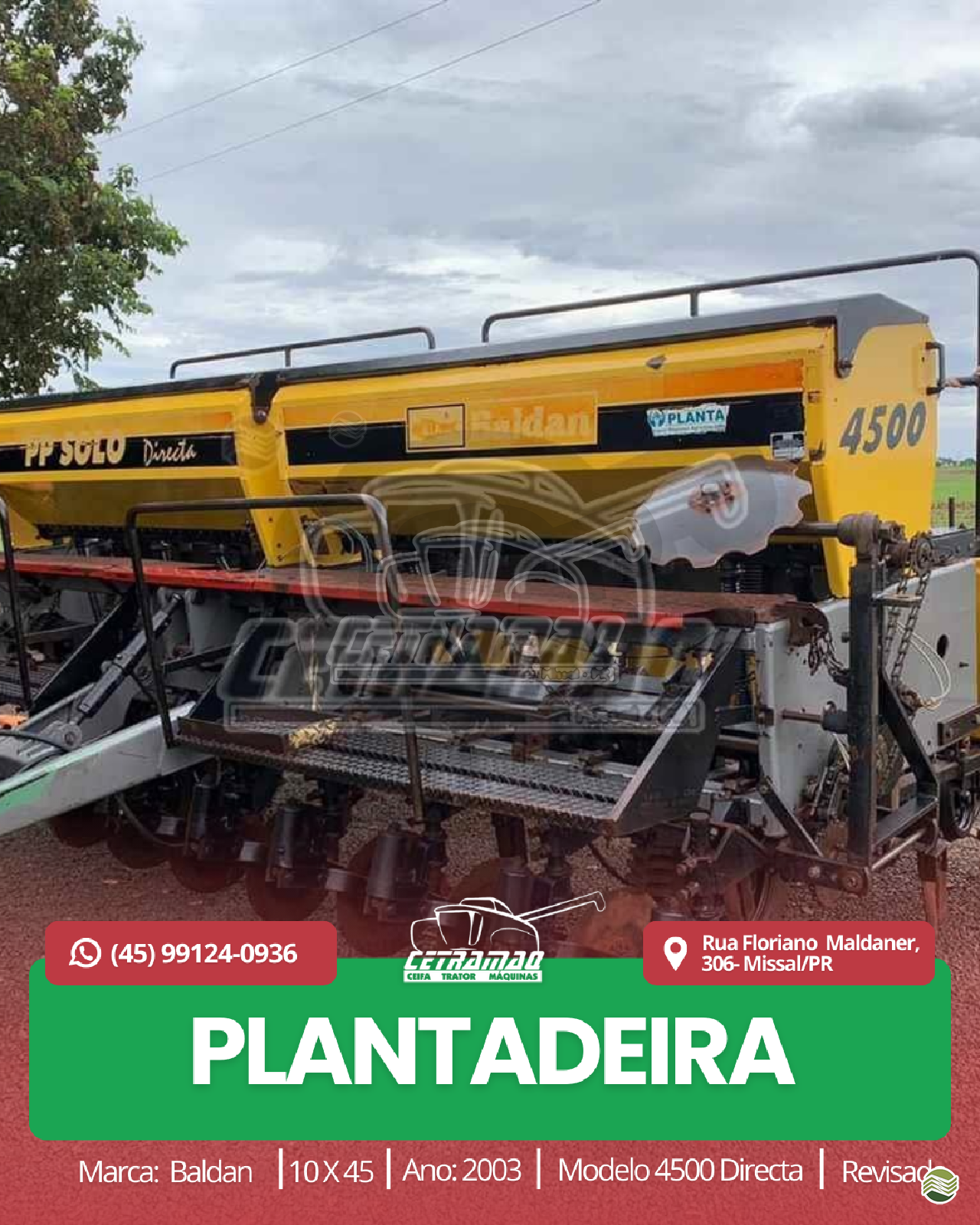 PLANTADEIRA BALDAN PP SOLO 4500 Cetramaq Máquinas MISSAL PARANÁ PR