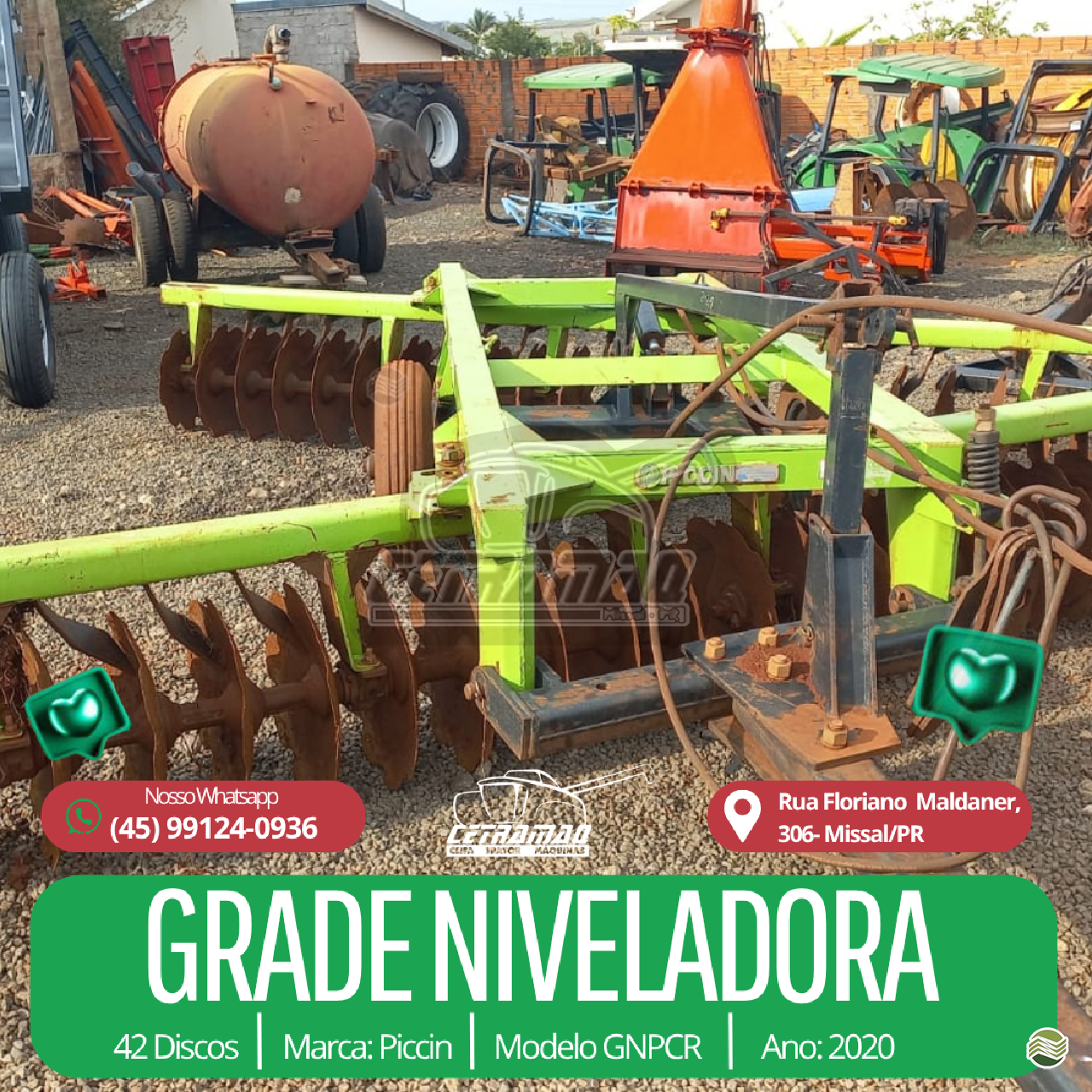 IMPLEMENTOS AGRICOLAS GRADE NIVELADORA NIVELADORA 42 DISCOS Cetramaq Máquinas MISSAL PARANÁ PR