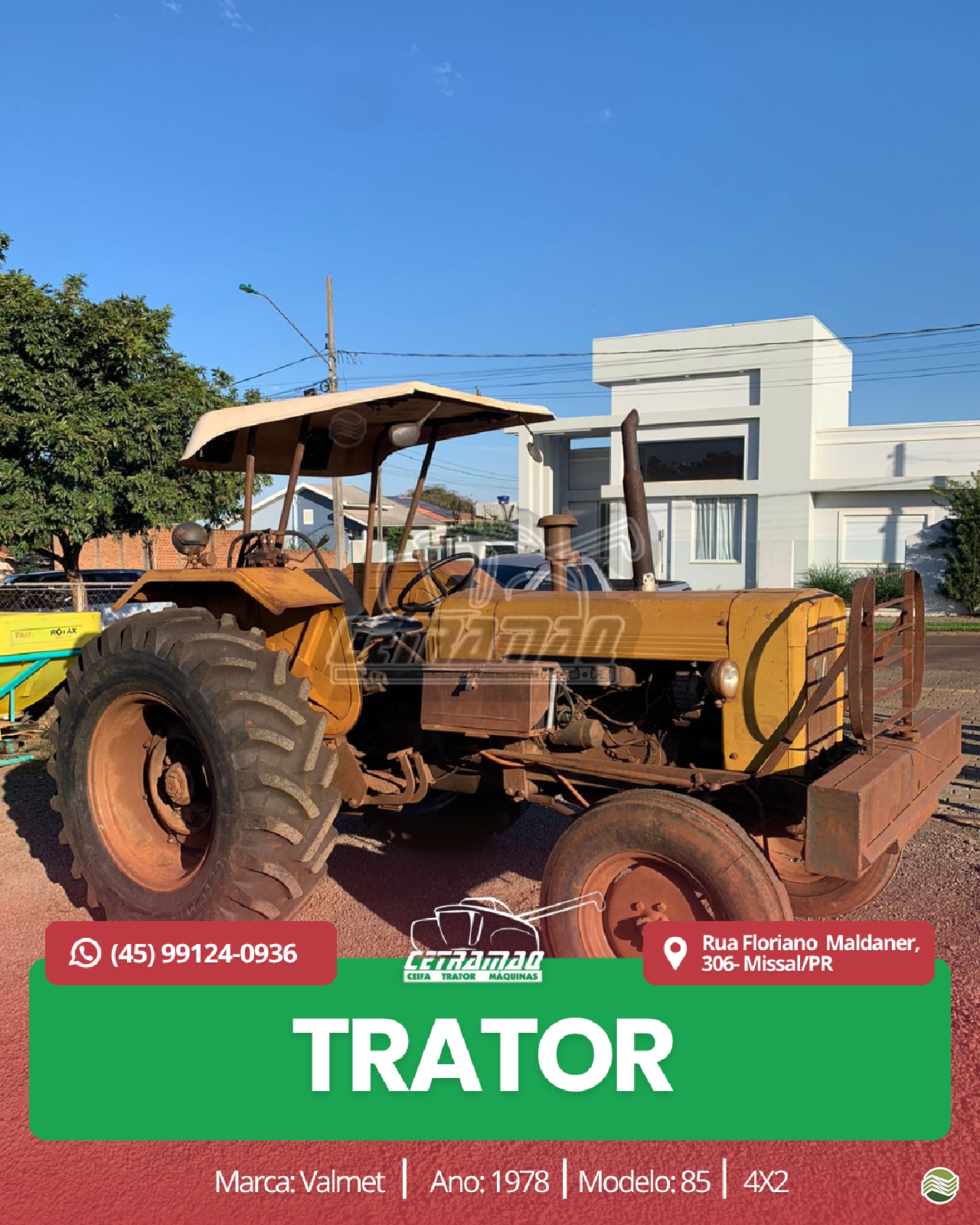 TRATOR VALMET VALMET 85 Tração 4x2 Cetramaq Máquinas MISSAL PARANÁ PR