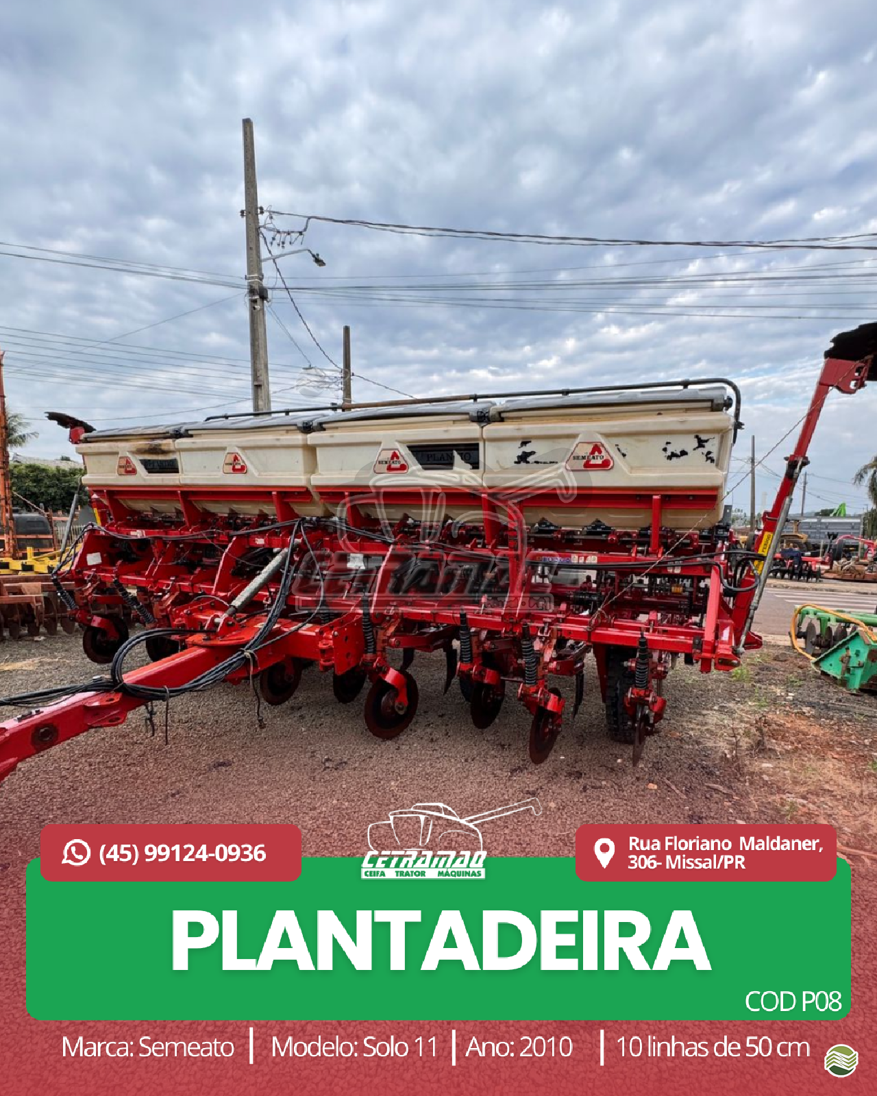 PLANTADEIRA SEMEATO SOL TOWER 11 Cetramaq Máquinas MISSAL PARANÁ PR