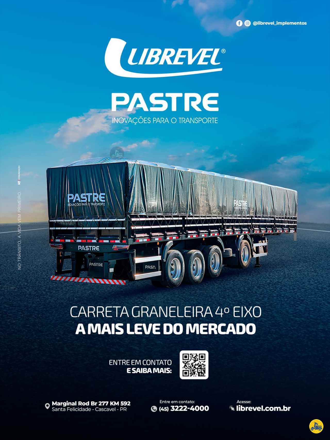 CARRETA SEMI-REBOQUE GRANELEIRO Librevel - Pastre CASCAVEL PARANÁ PR