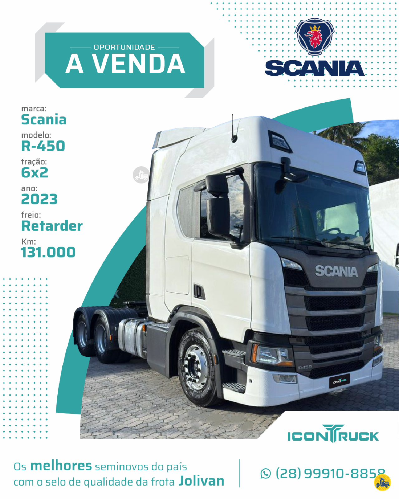 CAMINHAO SCANIA SCANIA R450 Cavalo Mecânico Cavalo 6x2 Icontruck -  Jolivan ICONHA ESPÍRITO SANTO ES