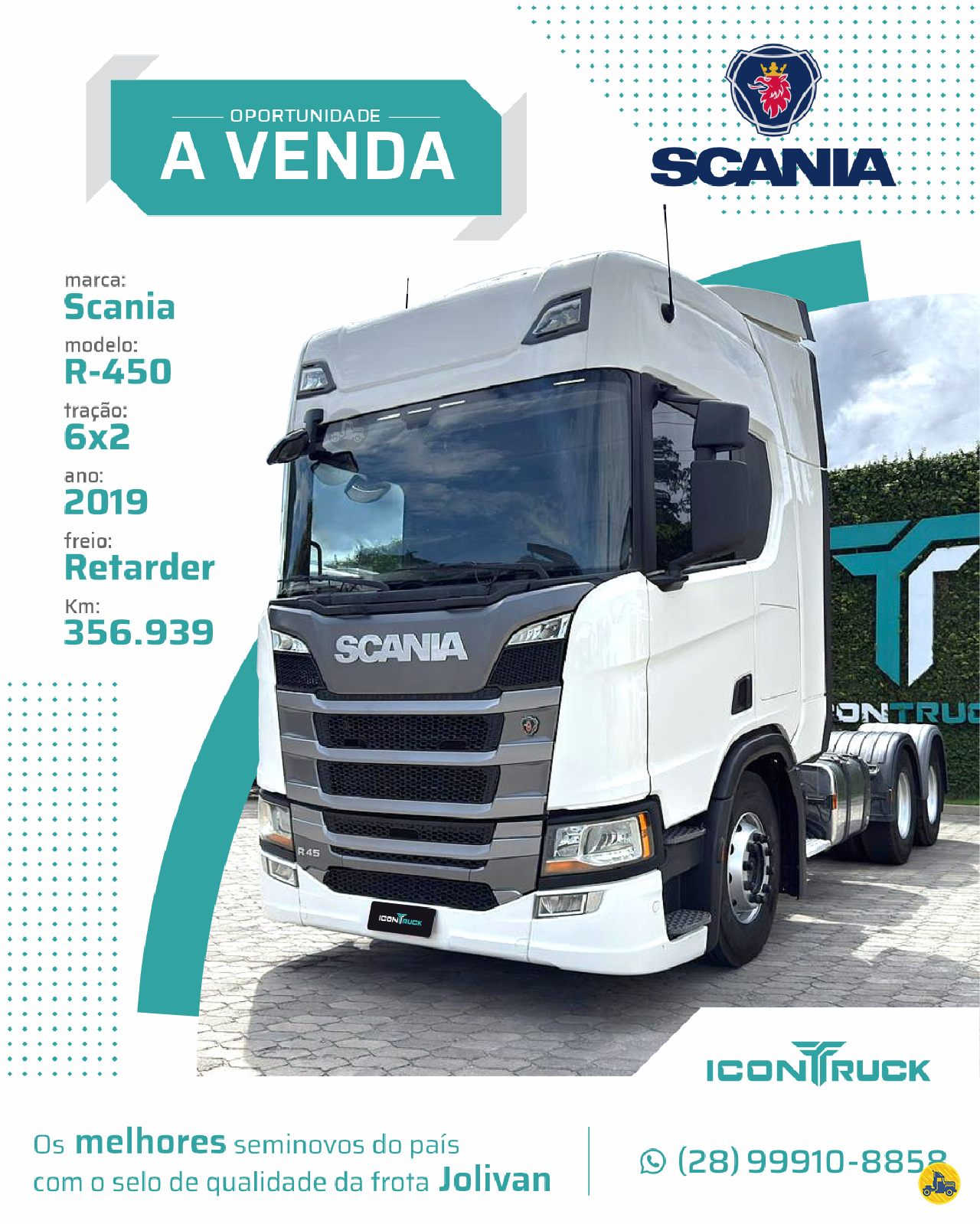 CAMINHAO SCANIA SCANIA R450 Cavalo Mecânico Cavalo 6x2 Icontruck -  Jolivan ICONHA ESPÍRITO SANTO ES