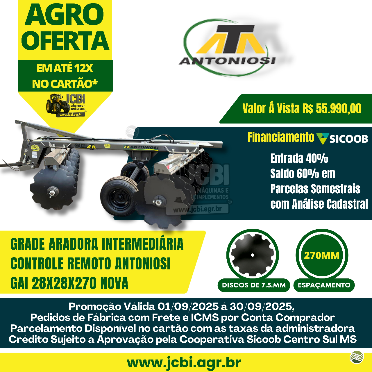 IMPLEMENTOS AGRICOLAS GRADE INTERMEDIÁRIA INTERMEDIÁRIA 28 DISCOS JCBi Máquinas e Implementos Agrícolas MARACAJU MATO GROSSO DO SUL MS