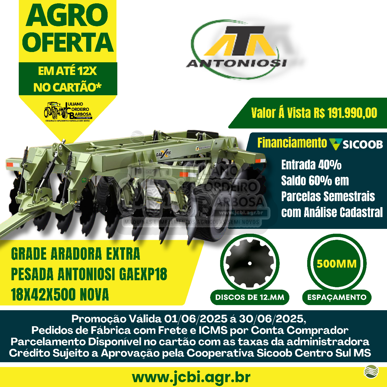 IMPLEMENTOS AGRICOLAS GRADE ARADORA ARADORA 18 DISCOS JCBi Máquinas e Implementos Agrícolas MARACAJU MATO GROSSO DO SUL MS
