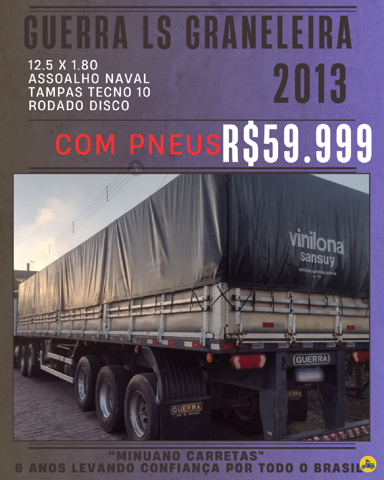 CARRETA SEMI-REBOQUE GRANELEIRO Minuano Carretas VACARIA RIO GRANDE DO SUL RS