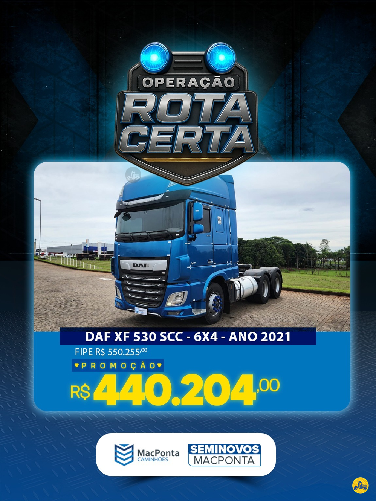 CAMINHAO DAF DAF XF FTT 530 Cavalo Mecânico Cavalo 6x4 MacPonta Caminhões - DAF - SP SUMARE SÃO PAULO SP