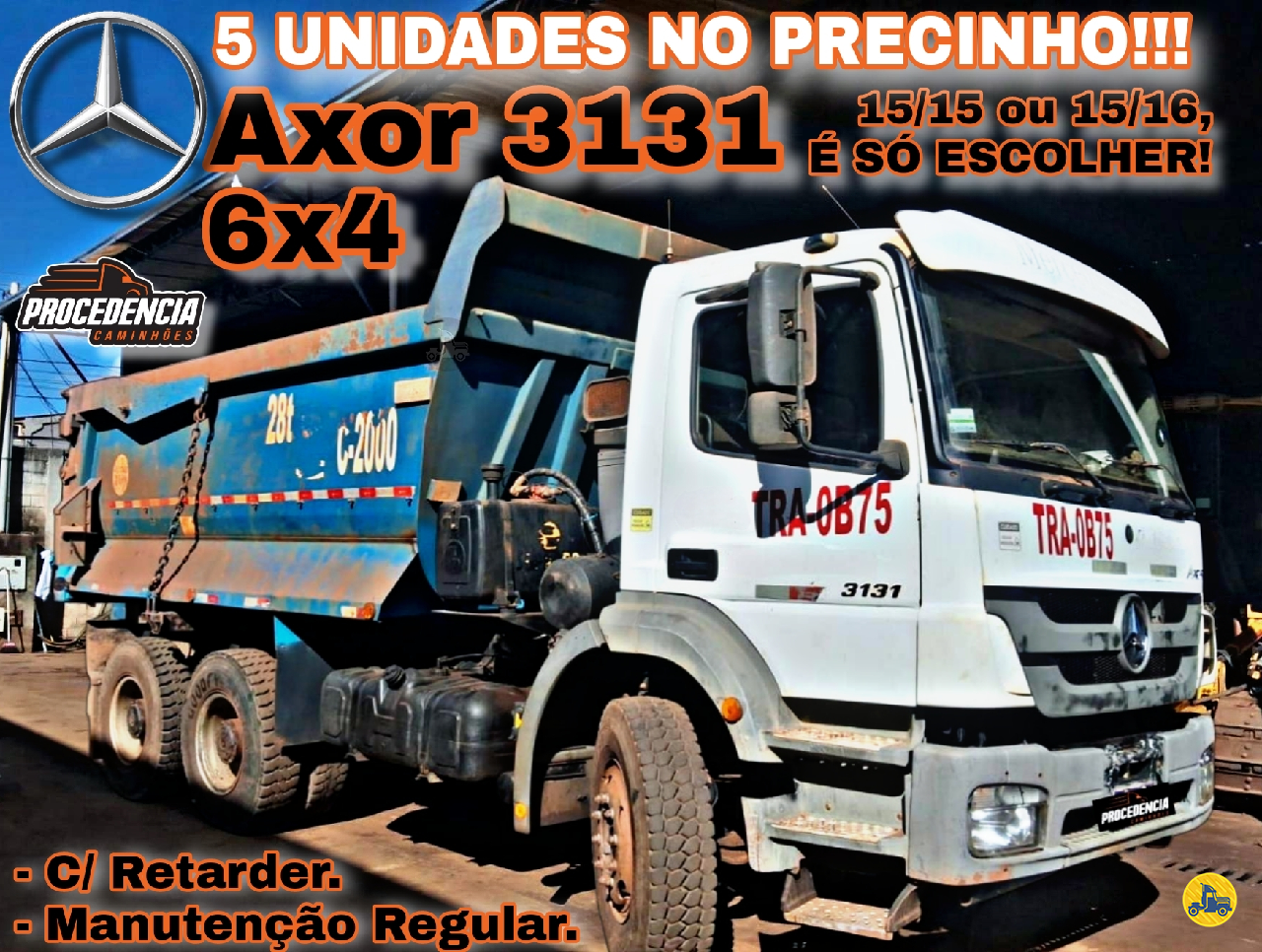 CAMINHAO MERCEDES-BENZ MB 3131 Caçamba Basculante Truck 6x4 Procedência Caminhões CONTAGEM MINAS GERAIS MG